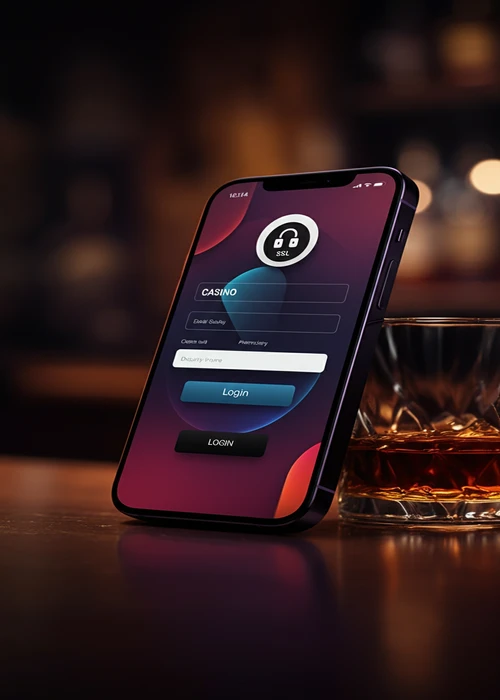 Secure login interface for Lucky Mate Casino featuring username and password fields protected by SSL encryption and a vibrant green design.